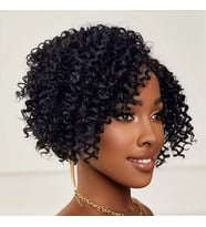 Siyah Kısa Afro Yan Tül Peruk