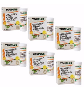 Youplus Vitamin C Çinko Propolis 20 Efervesan Tablet 6'lı