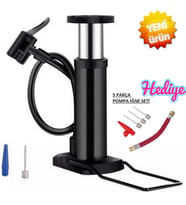 Ayak Pompa Top Şişirme Lastik Şişirme Ayaklı Hava Pompası Yedek Uçlu Alüminyum Gövde + 5'li Yedek Uç