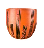 Bitki Tasarımı Siyah Çizgi Desenli Toprak Saksı Saksılık Salon Çiçeklik - 19 CM