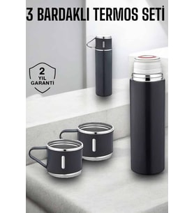 Paslanmaz Çelik 3’lü Termos Seti Vakumlu ve 8 Saat Isı Koruma