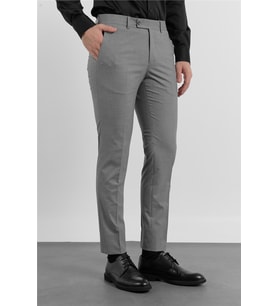 Gri Yan Cep Kazayağı Desen Slim Fit Esnek Classic Pantolon 1003255174
