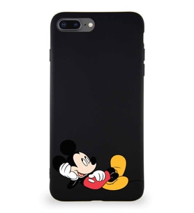 Apple iPhone 7 Plus Soft Premier Kapak Mickey Mouse-F Tasarımlı Silikon Kılıf - Siyah (Şeffaf)