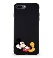 Apple iPhone 7 Plus Soft Premier Kapak Mickey Mouse-F Tasarımlı Silikon Kılıf - Siyah (Şeffaf)
