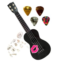 Okul Programları İçin Suya Dayanıklı 1.Kaliteden Soprano Ukulele + 4Adet Orjinal Fender Pena +Kolye (Siyah)