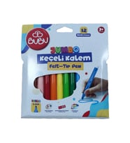 BU-BU JUMBO KEÇELİ KALEM 6 MM 12 RENK KARTON KUTU