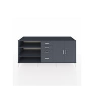 Kronos Konsol 3 Raflı 4 Çekmeceli 2 Kapaklı 220x59x99 Antrasit-Antrasit/Antrasit
