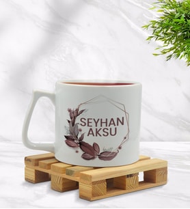 BK Gift Kişiye Özel Çiçek Tasarımlı Middle Beyaz Kupa Bardak Model 13