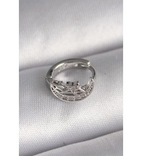 316L Çelik Gümüş Renk Zirkon Taşlı Ay Yıldız Model Tragus Piercing 5886 - SSSSSS3134-7445