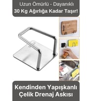 Paslanmaz Çelik Suya Dayanıklı Evye Düzenleyici Yapışkanlı Bulaşık Süngeri Tutucu Drenaj Askısı
