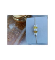 Altın Kaplama Gerçek Kehribar Mini Gold Detaylı Tasarım Bileklik Bal S (STD)