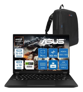 Asus Tuf Gaming A14 FA401UH Amd Aı Ryzen 7 260 32GB Ddr5 4tb SSD 8GB/RTX5050 115W 14-Inch, 165Hz 2.5k (2560 x 1600, 400NITS Wqxga Freedos Gaming Laptop ZRG025F05+ZETTAÇANTA