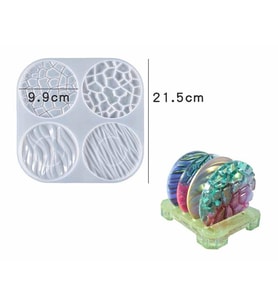 EPOKSİ REÇİNE KALIP İTHAL DÖRTLÜ BARDAK ALTLIĞI TAŞ TOZU SİLİKON KALIP HB5021-0094 (Beyaz)