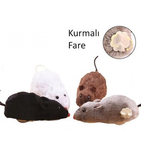 Kurmalı Kedi Eğitim Oyuncağı Tüylü Fare