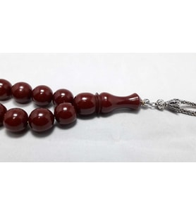 Sıkma Kehribar Tespih Kırmızı Renk (khr-10119)
