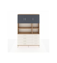 Arges Dolap 8 Raflı 8 Çekmeceli 3 Kapaklı 132x30x195 Çam-Antrasit/Aytaşı