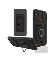 Durukar® Redmi 9C Kılıf Zuma Kartvizitli Yüzüklü Silikon - Siyah