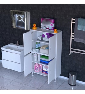 Modilayn İLKİM 55x138x32,5 cm Ekstra Düzen İçin Kullanışlı 4 Kapak 4 Bölmeli Banyo Mutfak Dolabı