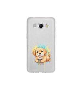 Samsung Galaxy J5 2016 ile Uyumlu Splash Köpek Tasarımlı Şeffaf Silikon Kılıf
