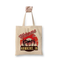 Welcome To Hawkins Indiana Stranger Things Bez Çanta Uzun Saplı Alışveriş Çantası Plaj Çantası (Beyaz)