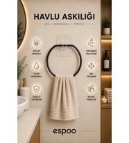 Paslanmaz Siyah Yapışkanlı Havluluk Banyo Askısı