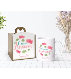 BK Gift Kişiye Özel Ahşap Kutuda Anneler Günü Temalı Canım Annem Tasarımlı Beyaz Kupa Bardak-12