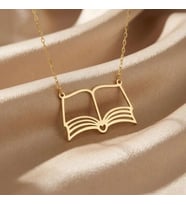 Kişiye Özel 925 Ayar Gümüş Kitap Model Kolye (Gold)
