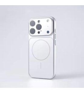 Apple iPhone 11 Uyumlu MagSafe Kılıf – 17 Pro Max Kamera Görünümlü Lens Korumalı Kapak (Gümüş)