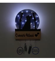 Lucenda Led Işıklı Pleksi Dolunay Kişiselleştirilebilir Biblo Mariage Sarılan Gelin Damat Anahtar Askılı (Mavi)