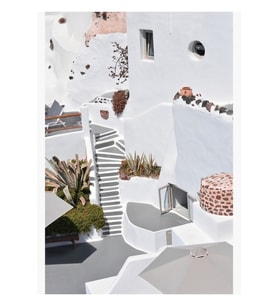 Santorini'de Mimari Tablo Ahşap Poster Dekoratif