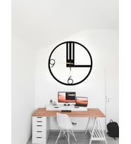 ALPHA METAL DESIGN Modern 9/6 Duvar Saati - 41X41 Cm Metal Duvar Saati - Siyah Duvar Saati AMD3030