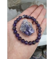 Ametist Doğal Taş Bileklik 8 Mm ( Doğal Taş Hediyeli ) ( Pozitif Enerji ,nazar ,yaşam Sevinci )