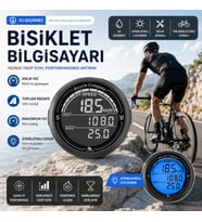 TriLine Bisiklet Bilgisayarı KM Saati Hız ve Mesafe Ölçer Su Geçirmez Ledli LCD Ekranlı Kablolu