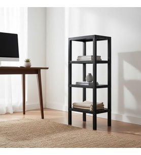 4 Katlı Köşe Rafı Banyo, Mutfak ve Kiler İçin Yer Tasarruflu Organizer Çok Amaçlı Plastik Raf 4 Farklı Renk Seçeneği (38x29x100cm) (SİYAH)