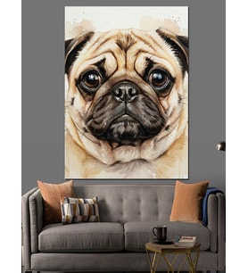 Şaşkın Sevimli Pug Köpek Dekoratif Kanvas - Mdf Ahşap Tablo