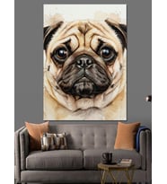 Şaşkın Sevimli Pug Köpek Dekoratif Kanvas - Mdf Ahşap Tablo
