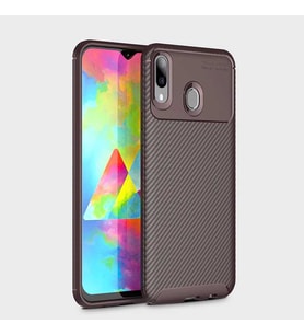 Samsung Galaxy M20 Kılıf Esnek Soft Karbon Tasarım Legion Serisi (Kahverengi)