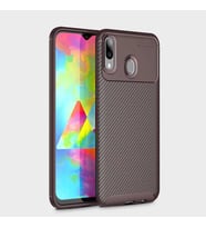 Samsung Galaxy M20 Kılıf Esnek Soft Karbon Tasarım Legion Serisi (Kahverengi)