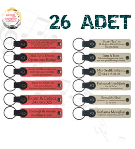N Çiçeği & S Kahve, 26’lı Set, İsim Yazılabilen Deri Anahtarlık, Doğa Turu Ekibine Özel Sürpriz
