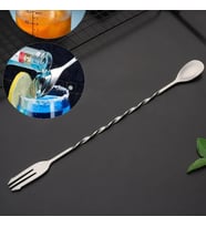 Perlotus 304 Çelik 32 Cm Çift Başlı Burgulu Barmen Kokteyl Karıştırma Kaşığı (Çok Renkli)