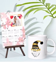 BK Gift Kişiye Özel Yılbaşı Tasarımlı Kupa Bardak ve 13x18cm Fotoğraf Kartlı Şövaleli 2024 Takvim Hediye Seti-44