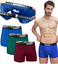 Yohannes Club, Erkek Özel Keseli Pamuklu Boxer, Renk Seçenekli, 3'lü Paket (Çok Renkli)