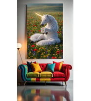 YAVRU UNICORN V1 Ev Duvar Salon Güzellik Salonu Ofis Dükkan Dekarasyon Kanvas Tablo (Çok Renkli)