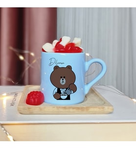Wee Bears Tasarımlı Kişiye Özel Mavi Türk Kahvesi Fincanı