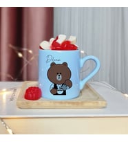 Wee Bears Tasarımlı Kişiye Özel Mavi Türk Kahvesi Fincanı