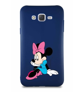 Samsung Galaxy J7 Core Soft Premier Kapak Minnie Mouse-E Tasarımlı Silikon Kılıf - Lacivert (Şeffaf)