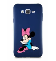 Samsung Galaxy J7 Core Soft Premier Kapak Minnie Mouse-E Tasarımlı Silikon Kılıf - Lacivert (Şeffaf)