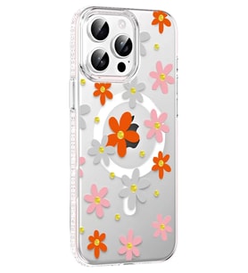 Iphone 14 Floral Magsafe Kapak - Turuncu