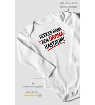 Herkes bana, ben dayıma hastayım! Uzun Kollu Çıtçıtlı Bebek Body