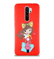 Xiaomi Redmi Note 8 Pro Soft Premier Kapak Vespagirl Tasarımlı Silikon Kılıf - Kırmızı (Şeffaf)